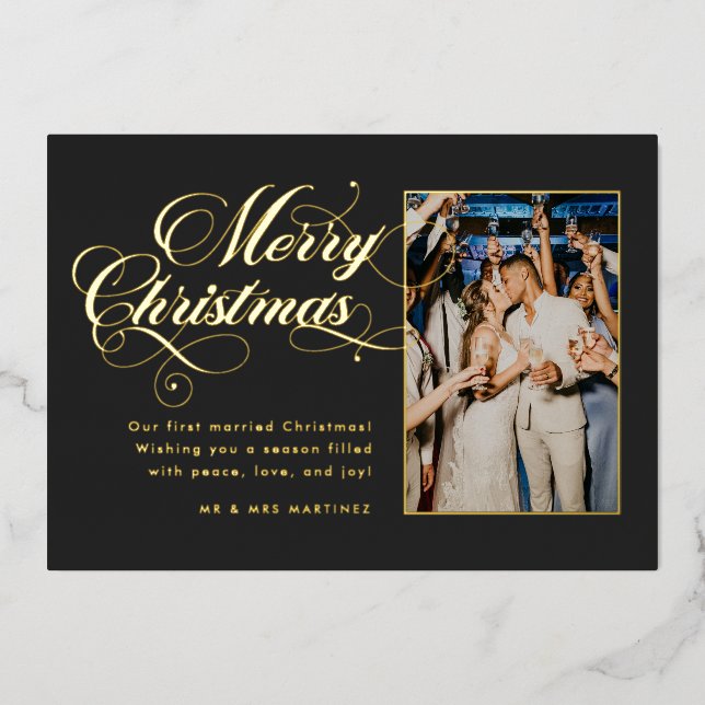 Carte de vacances Ornat Dark Grey Joyeux Noël Foil (Recto)