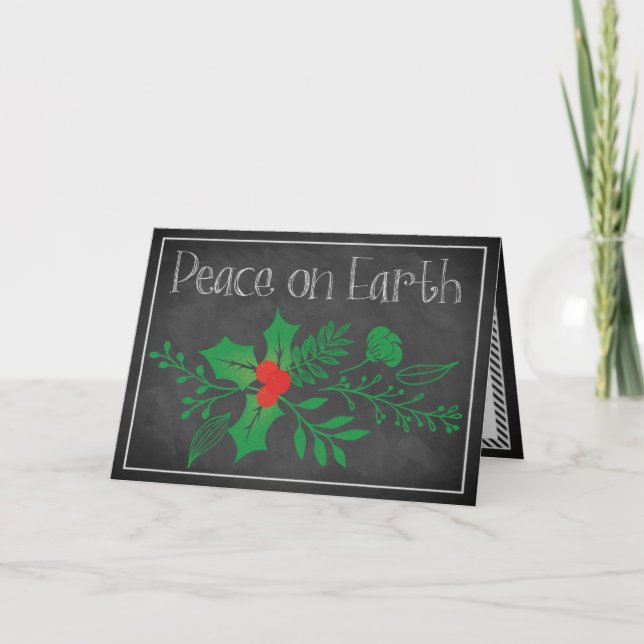 Carte de vacances Paix sur Terre | Faux Chalkboard (Devant)