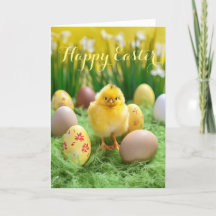 Carte de vacances Pâques Cute Little Chick and Oeu