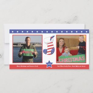 Carte de vacances Patriotic Christmas Stocking