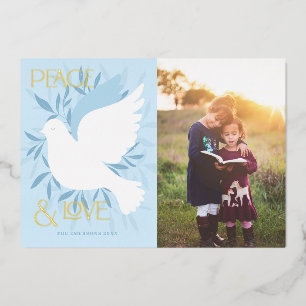 Carte de vacances Peace and Love Dove Foil