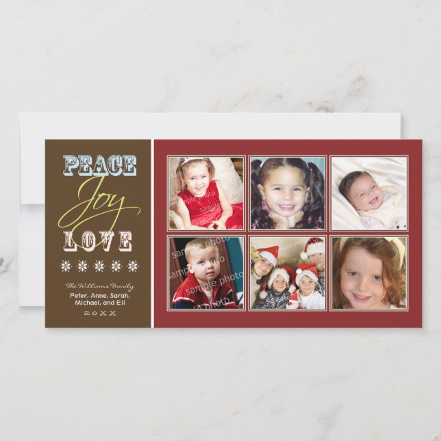 Carte de vacances Peace-Joy-Love Family (Crimson) (Devant)