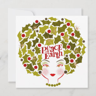 Carte de vacances Peace on Earth Holly Hair