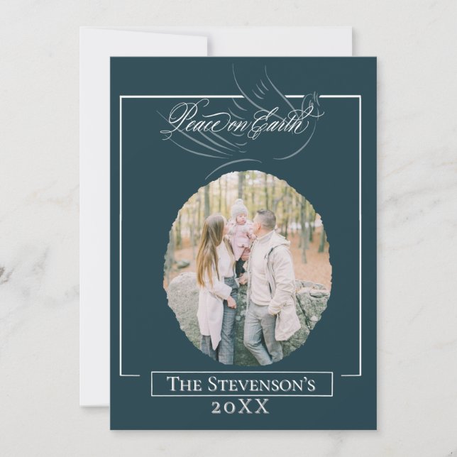 Carte de vacances Peace On Earth Script (Devant)