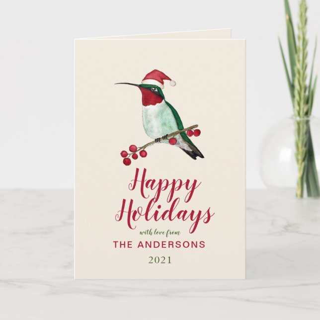 Carte de vacances Père Noël Hummingbird personnali (Devant)