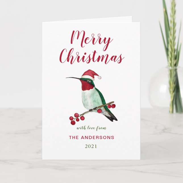 Carte de vacances Père Noël Hummingbird personnali (Devant)