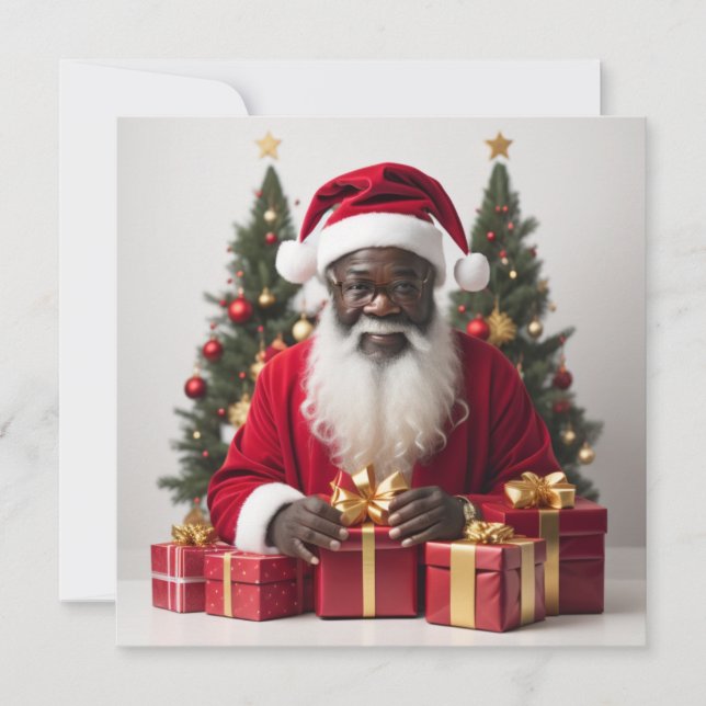 carte de vacances père Noël noir (Devant)