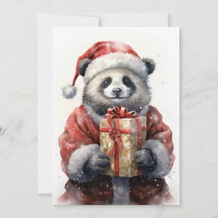 Carte de vacances père Noël Panda Flat