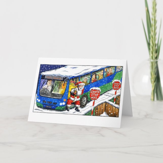 Carte de vacances père Noël stop ici (Devant)