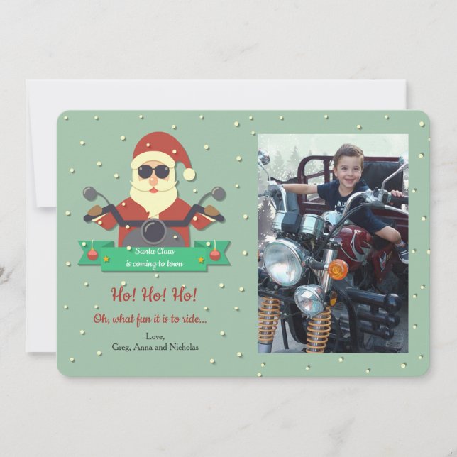 Carte de vacances père Noël sur Vélo (Devant)