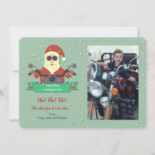 Carte de vacances père Noël sur Vélo