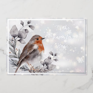 Carte de vacances personnalisée Aquarelle et neige