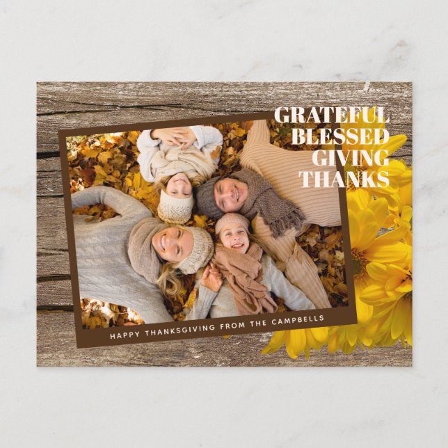 Carte de vacances personnalisée Grateful Blessed G (Devant)