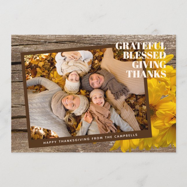 Carte de vacances personnalisée Grateful Blessed G (Devant)