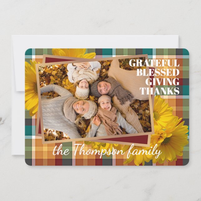 Carte de vacances personnalisée Grateful Blessed G (Devant)