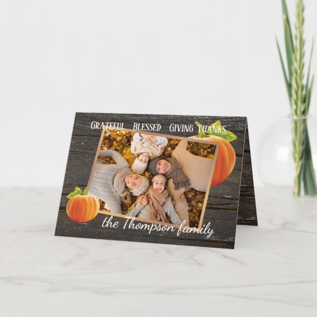 Carte de vacances personnalisée Grateful Blessed G (Devant)