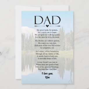 Carte de vacances personnalisée Papa Poem Fête des