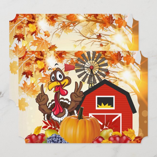 Carte de vacances personnalisée Thanksgiving Turqu (Devant / Derrière)
