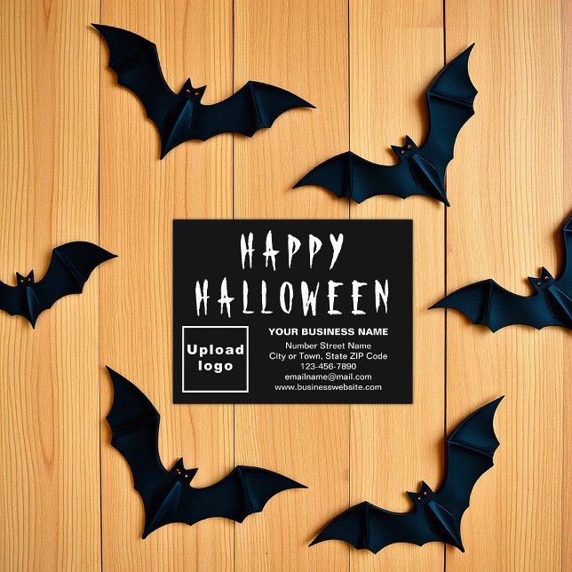 Carte de vacances petit noir d'Halloween Business (Black Halloween business flat holiday card)