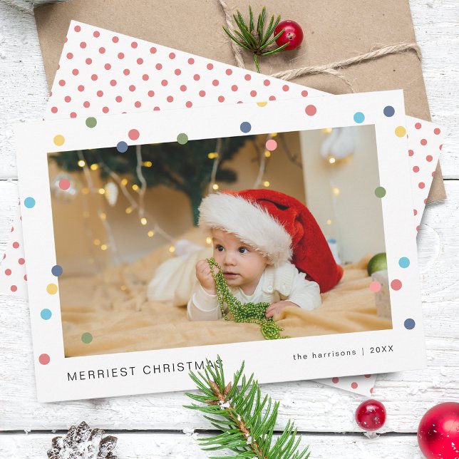 Carte de vacances photo à lumières modernes (Modern Lights Photo Flat Holiday Card)