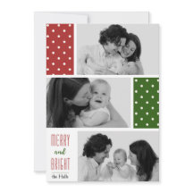 Carte de vacances photo à pois rouges et verts
