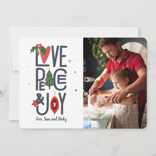 Carte de vacances photo Amour Paix & Joie (Devant)