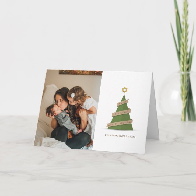 CARTE DE VACANCES PHOTO | Arbre à papier de Noël (Devant)