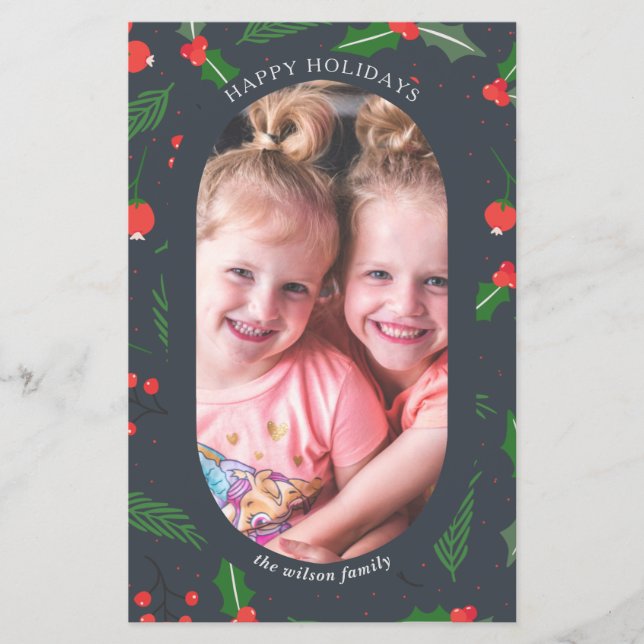 Carte de vacances photo Budget Modern Holly Berrie (Devant)