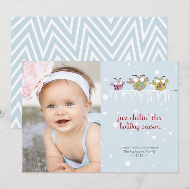 Carte de vacances photo Chillin' Owls (Devant / Derrière)