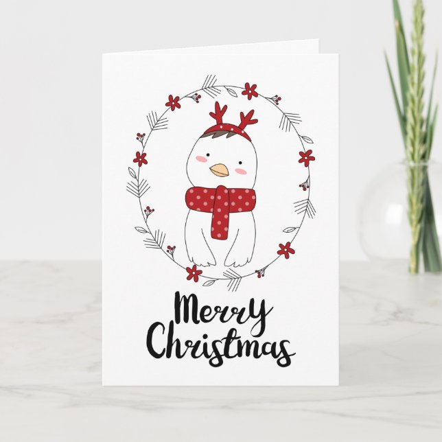 CARTE DE VACANCES PHOTO | Christmas Chicken Reinde (Devant)
