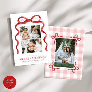 Carte de vacances photo de Noël de la Bow rouge mo