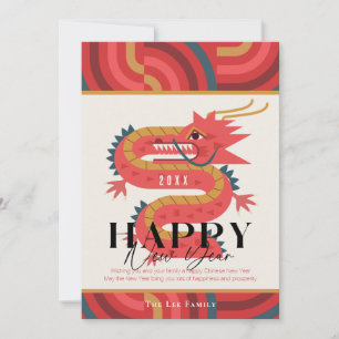 Carte de vacances photo Dragon Red New Year 2024