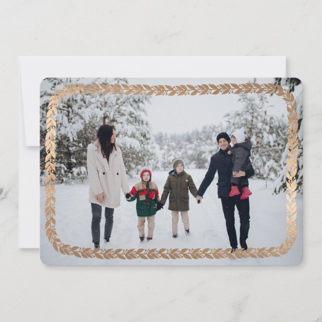 Carte de vacances photo élégante White Garland (Devant)