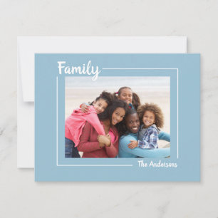 Carte de vacances Photo Famille Bleue Pastel