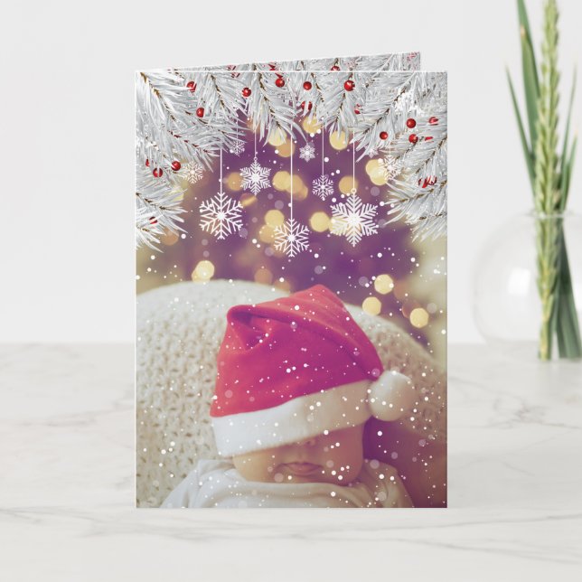 CARTE DE VACANCES PHOTO | Flammes de neige de Noël (Devant)