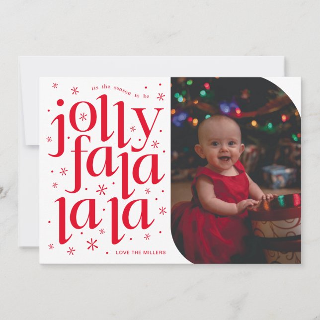 Carte de vacances Photo Jolly Fa La La Whimsical (Devant)
