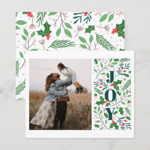 Carte de vacances photo JOY Holly Berries à petit 