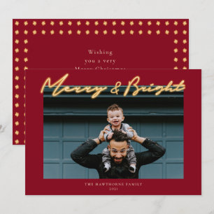 Carte de vacances photo Joyeuse et brillante Neon 