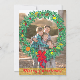 Carte de vacances photo : Joyeux Noël Wreath Photo