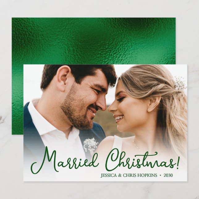 Carte de vacances photo Mariage de Noël marié (Devant / Derrière)