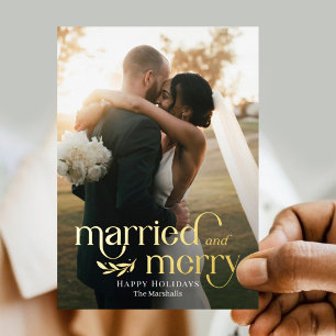 Carte de vacances photo Marié et Joyeux Foil