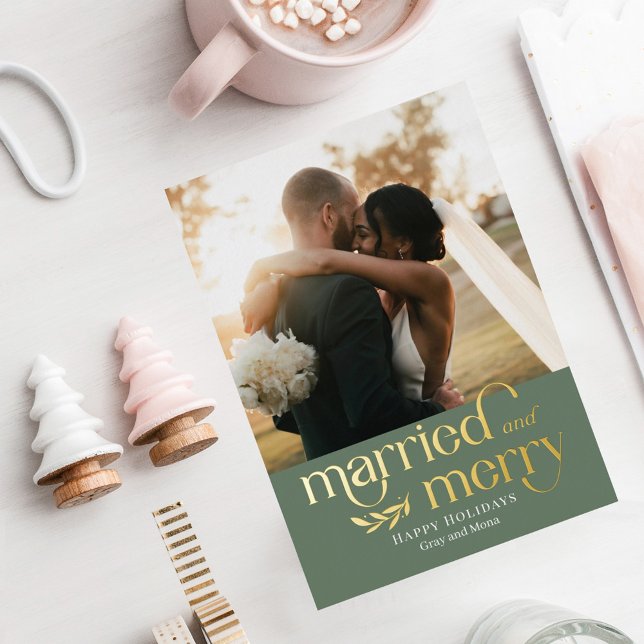 Carte de vacances photo Marié et Joyeux Foil (Créateur téléchargé)
