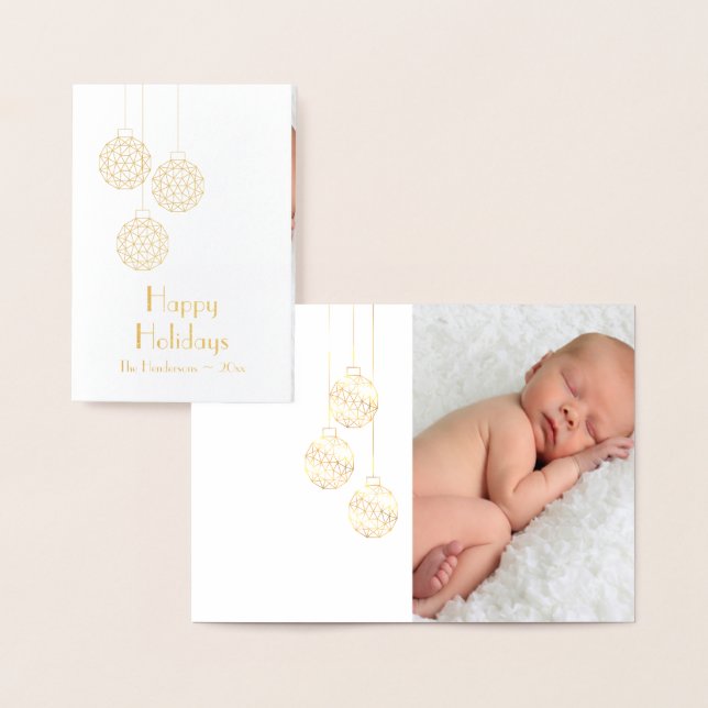 Carte de vacances photo moderne en Gold Foil (Affichage)
