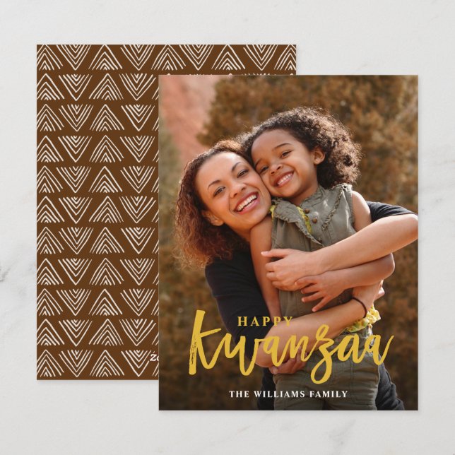 Carte de vacances photo Motif moderne de Kwanzaa (Devant / Derrière)