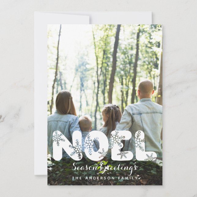 Carte de vacances photo Noel Snowflakes (Devant)