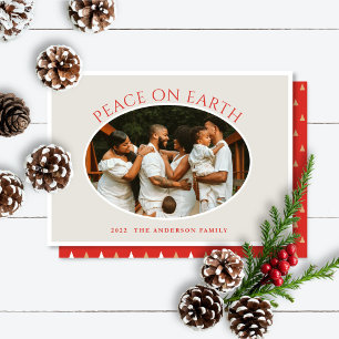 Carte de vacances photo Peace on Earth Red Cameo
