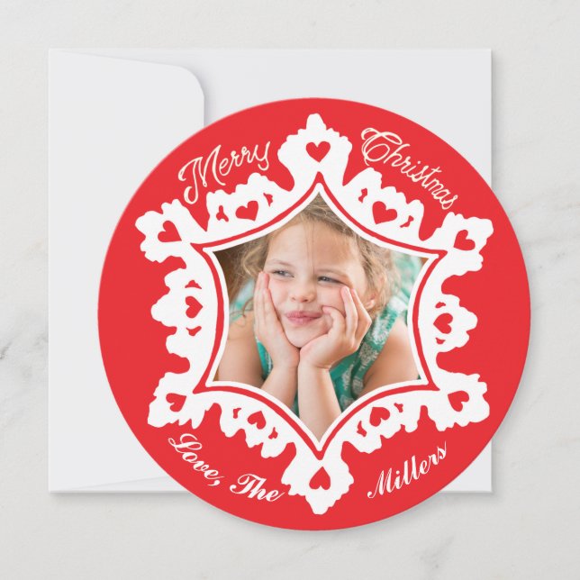 Carte de vacances photo : Red Merry Christmas Snow (Devant)