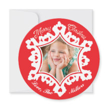 Carte de vacances photo : Red Merry Christmas Snow