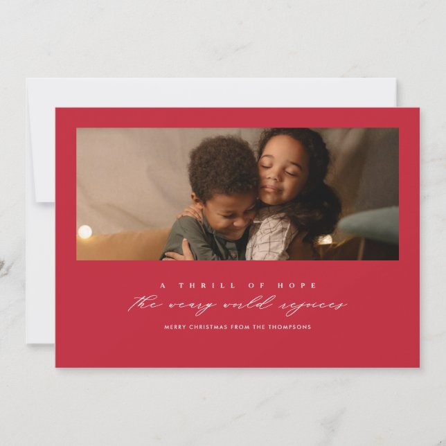 Carte de vacances photo rouge de l'espoir enivrant (Devant)
