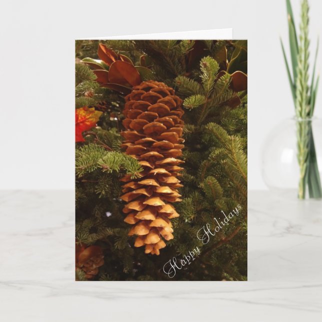 Carte de vacances Pinecone sur sapin de Noël (Devant)